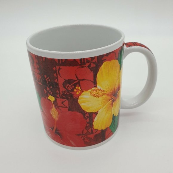 Island Treasures Coffee Mug Hawaiian Tropical Floral Hibiscus Aloha Red Yellow - Picture 9 of 12